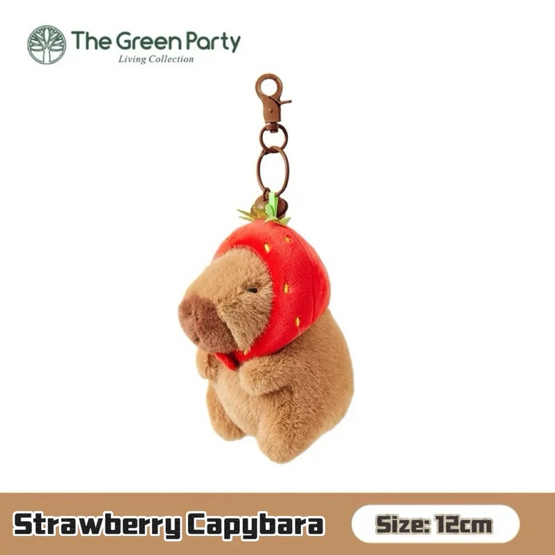 Capybara x The Green Party Strawberry Plushie Pendant